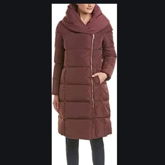 Cole Haan Taffeta Asymmetric Zip Down Puffer Coat
